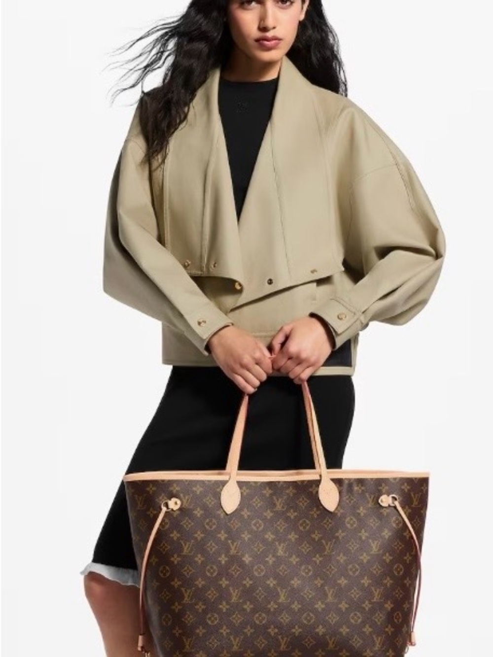 Large Monogram Canvas Tote in Brown/Beige in - Picture 8 of 9